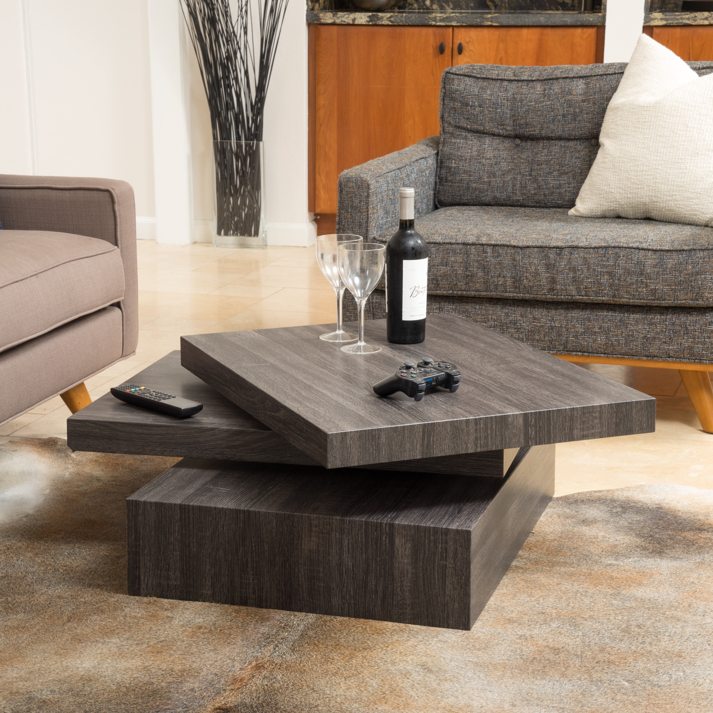 Free Shipping! GDF Studio Indoor Scott Rotating Faux Wood Coffee Table - Walmart.com - Walmart.com