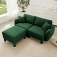 thumbnail image 1 of Noble House Boucle 2-Seater Sofa with Shell Armrests, Removable Ottoman, and Self-Fabric Wrapped Cylindrical Legs, Green, 1 of 6