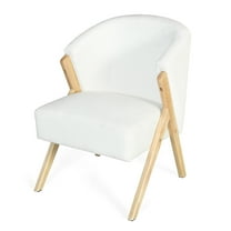 GDF Studio Innovative Modern Accent Chair with Curved Backrest, White