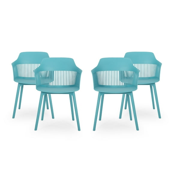 GDF Studio Irene Outdoor Modern Dining Chair, Set of 4, Teal