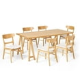 thumbnail image 1 of GDF Studio Isador Indoor Mid Century Modern Wood 7 Piece Dining Set, Light Beige and Natural Oak, 1 of 11