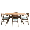 thumbnail image 1 of GDF Studio Isador Mid Century Modern Fabric Upholstered Wood 5 Piece Dining, Mint and Walnut, 1 of 13