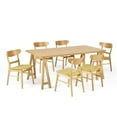 thumbnail image 1 of GDF Studio Isador Mid Century Modern Fabric Upholstered Wood 7 Piece Dining Set, Green Tea and Natural Oak, 1 of 13