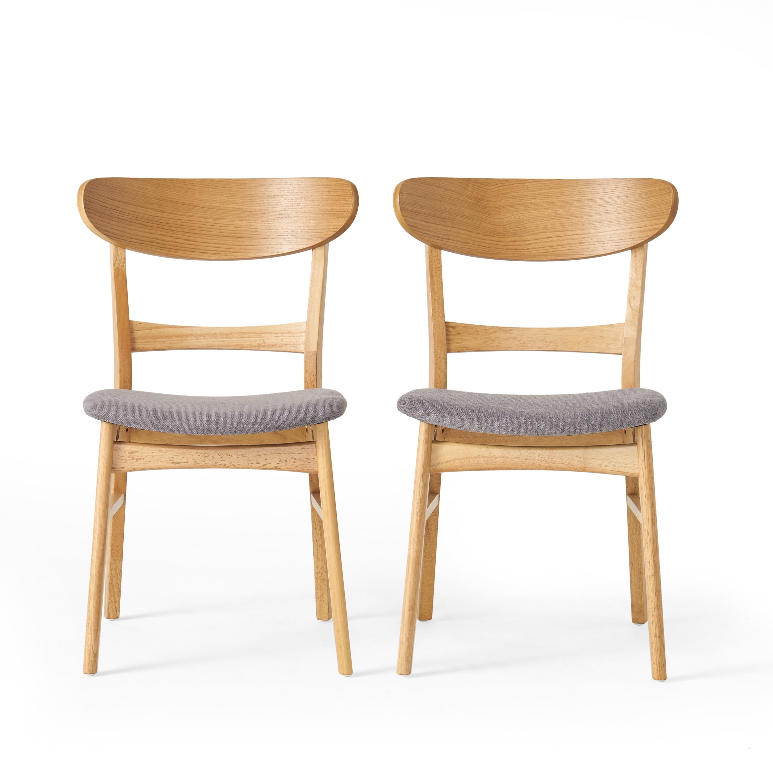 GDF Studio Isador Mid Century Modern Fabric Upholstered Wood Dining Chairs, Set of 2, Dark Gray and Natural Oak