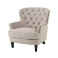 thumbnail image 1 of GDF Studio Ishtar Contemporary Tufted Club Chair with Nailhead Trim, Natural Fabric and Dark Brown, 1 of 7
