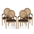 thumbnail image 1 of GDF Studio Ismay French Country Fabric Upholstered Wood and Cane Dining Chairs, Set of 4, Brown and Natural, 1 of 8