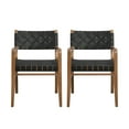 thumbnail image 1 of GDF Studio Issa PU Leather and Rubberwood Dining Chair, Black, Set of 2, 1 of 10
