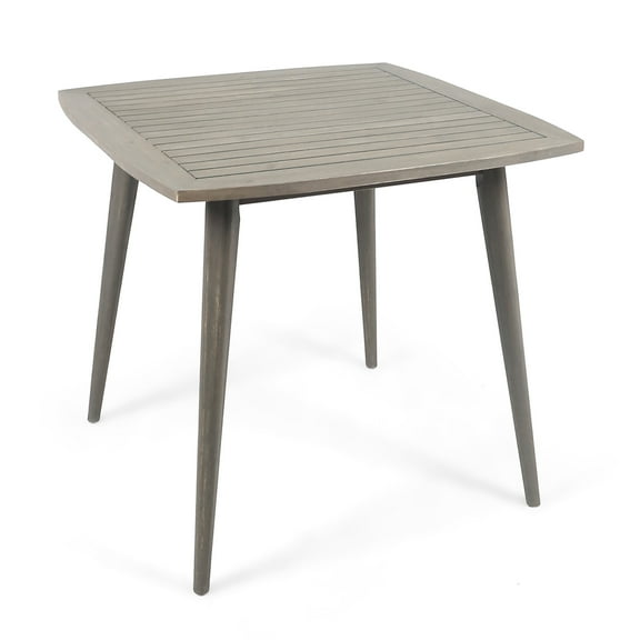 GDF Studio Ivan Outdoor Acacia Wood Square Dining Table Gray, 4 Person