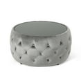thumbnail image 1 of GDF Studio Ivy Glam Velvet Tufted Coffee Table Ottoman with Tempered Glass, Smoke, 1 of 5