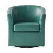 GDF Studio Jackson Contemporary Faux Leather Swivel Club Chair, Turquoise