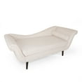 thumbnail image 1 of GDF Studio Jakyrah Contemporary Chaise Lounge with Scroll Arms, Beige Fabric and Dark Brown, 1 of 8