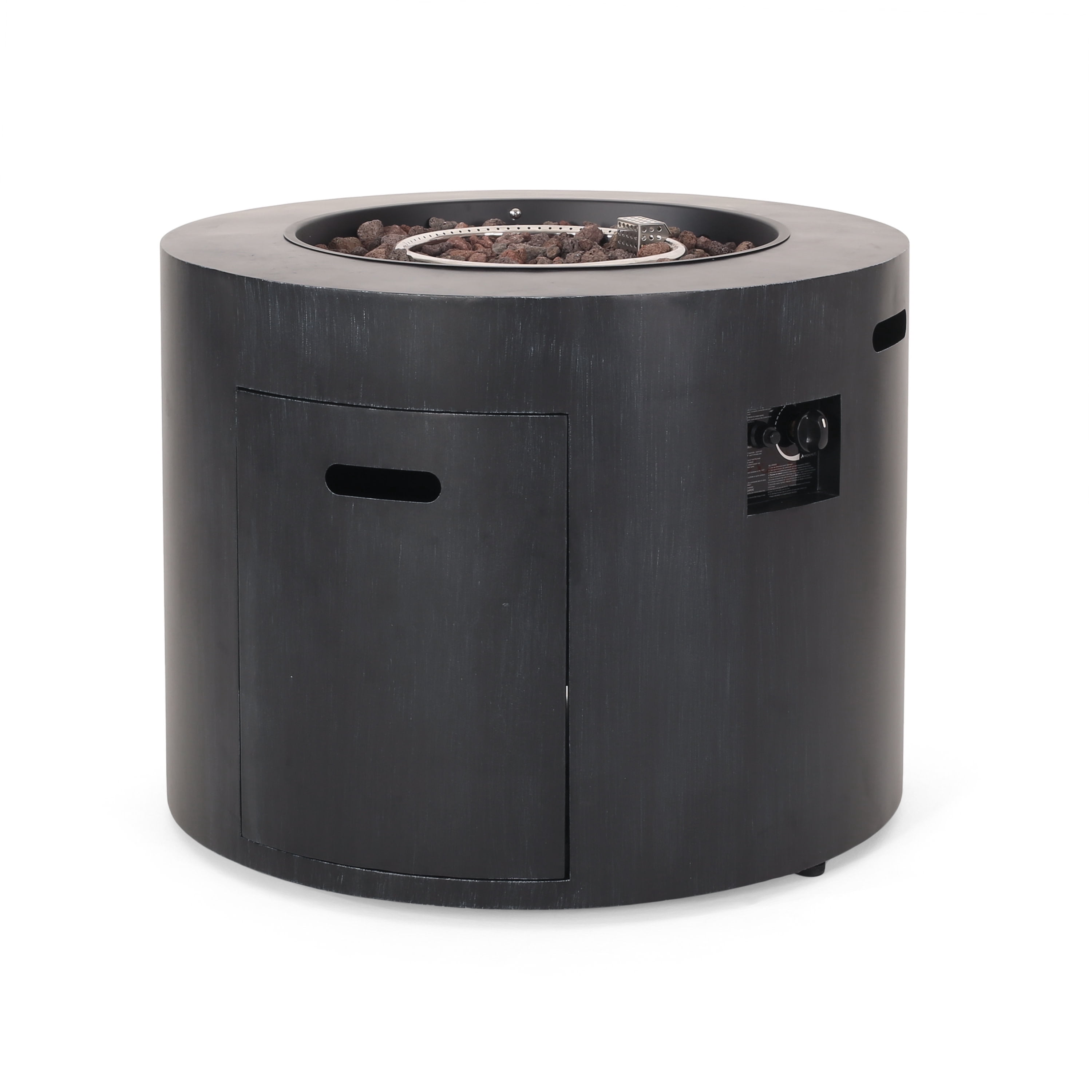 GDF Studio Jasmine Outdoor 50,000 BTU Circular Fire Pit, Brushed Black