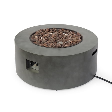 GDF Studio Jasmine Outdoor 40,000 BTU Circular Fire Pit (No Tank Holder), Concrete Finish