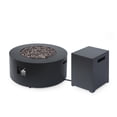 thumbnail image 1 of GDF Studio Jasmine Outdoor 40,000 BTU Iron Circular Fire Pit with Tank Holder, Dark Gray, 1 of 13