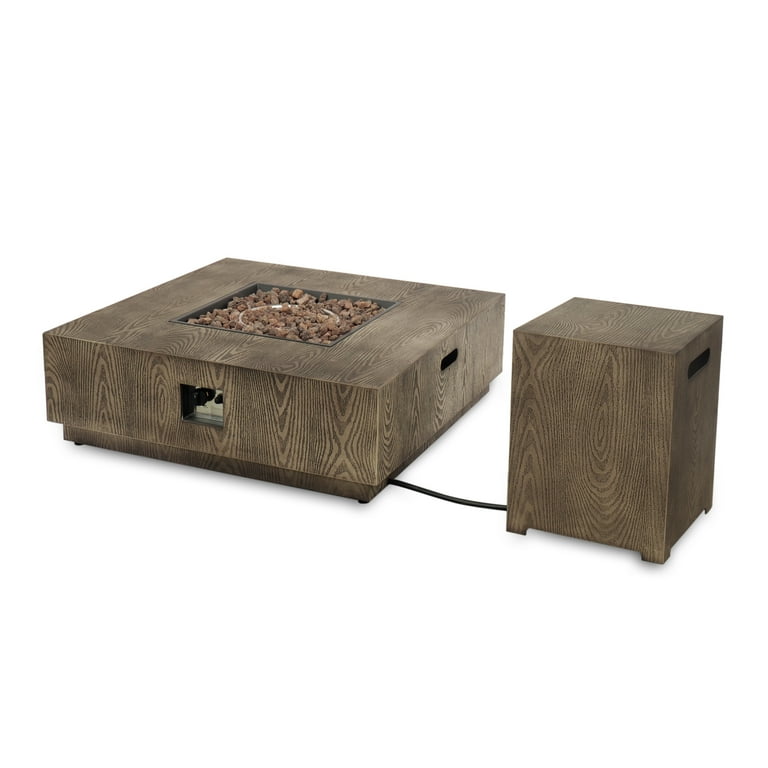 Jefferson Outdoor 40-Inch Square Fire Pit with Tank Holder, Concrete Jefferson Outdoor 40-Inch Square Fire Pit with Tank Holder, Concrete