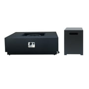 GDF Studio Jasmine Outdoor 50,000 BTU Square Fire Pit with Tank Holder, Dark Gray