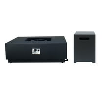 GDF Studio Jasmine Outdoor 50,000 BTU Square Fire Pit with Tank Holder, Dark Gray