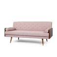 thumbnail image 1 of GDF Studio Jason Mid-Century Modern Tufted Fabric Sofa, Light Blush and Dark Walnut, 1 of 9