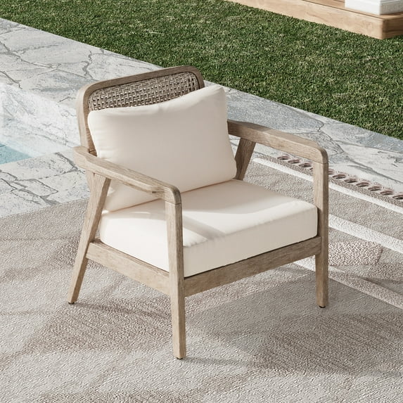 GDF Studio Jatas Outdoor Patio Club Chairs, Acacia Wood, Grey