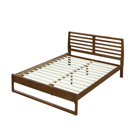 GDF Studio Java Contemporary Wooden Queen Bed, Walnut
