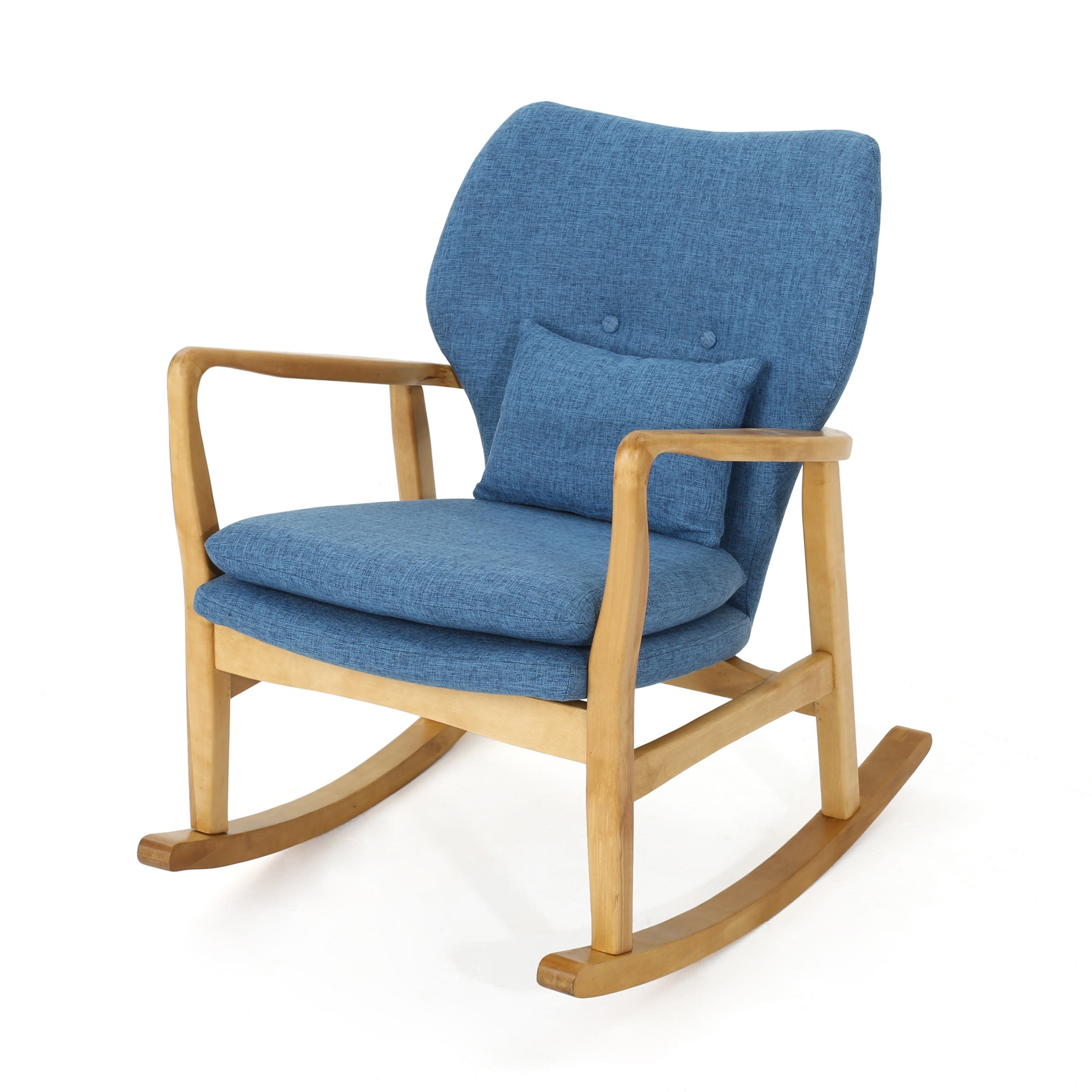 GDF Studio Jenny Mid Century Modern Fabric Tufted Rocking Chair with ...