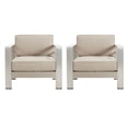 thumbnail image 1 of GDF Studio Jensen Outdoor Patio Club Chairs with Beige Cushions, Set of 2, 1 of 5