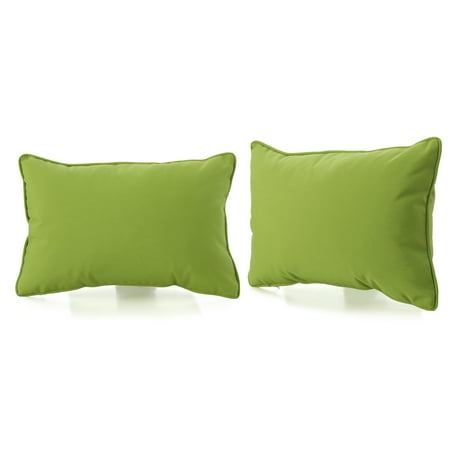 GDF Studio Jerry Outdoor Water Resistant Fabric Rectangular Throw Pillows, Set of 2, Green