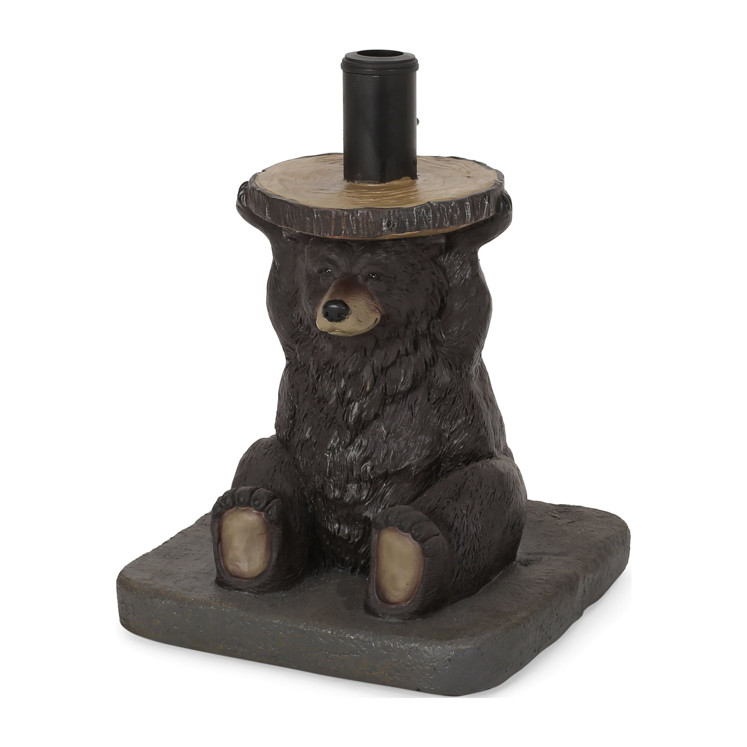 Dark Brown Concrete and Resin Bear Umbrella Base