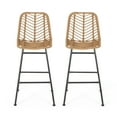thumbnail image 1 of GDF Studio Jessie Outdoor Bar Stool, Light Brown and Black, 2 Pack, 1 of 11