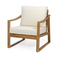 thumbnail image 1 of GDF Studio Johnlucas Outdoor Acacia Wood Club Chair with Cushion, Teak and Beige, 1 of 7