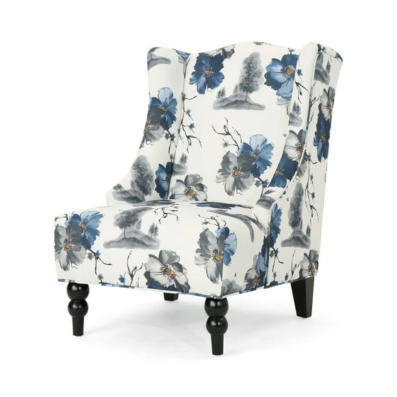 GDF Studio Jorent Contemporary Fabric Wingback Club Chair, Floral Print