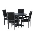 thumbnail image 1 of GDF Studio Joretta French Country Fabric Upholstered Wood 5 Piece Circular Dining Set, Gray and Black, 1 of 13