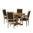 thumbnail image 1 of GDF Studio Joretta French Country Fabric Upholstered Wood 5 Piece Circular Dining Set, Natural and Brown, 1 of 13