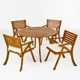 thumbnail image 1 of GDF Studio Jorine Outdoor Acacia Wood 5 Piece Dining Set with Cushions, Teak and Cream, 1 of 9