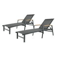 thumbnail image 1 of GDF Studio Joy Outdoor Aluminum Adjustable Chaise Lounges, Set of 2, Black Mesh, 1 of 6
