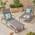 thumbnail image 1 of GDF Studio Joy Outdoor Aluminum Adjustable Chaise Lounges, Set of 2, Gray Mesh and Silver, 1 of 11