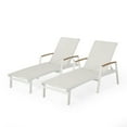 thumbnail image 1 of GDF Studio Joy Outdoor Aluminum Adjustable Chaise Lounges, Set of 2, White Mesh, 1 of 10
