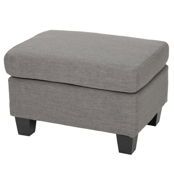 GDF Studio Judkins Contemporary Fabric Upholstered Ottoman, Ash Gray and Dark Brown