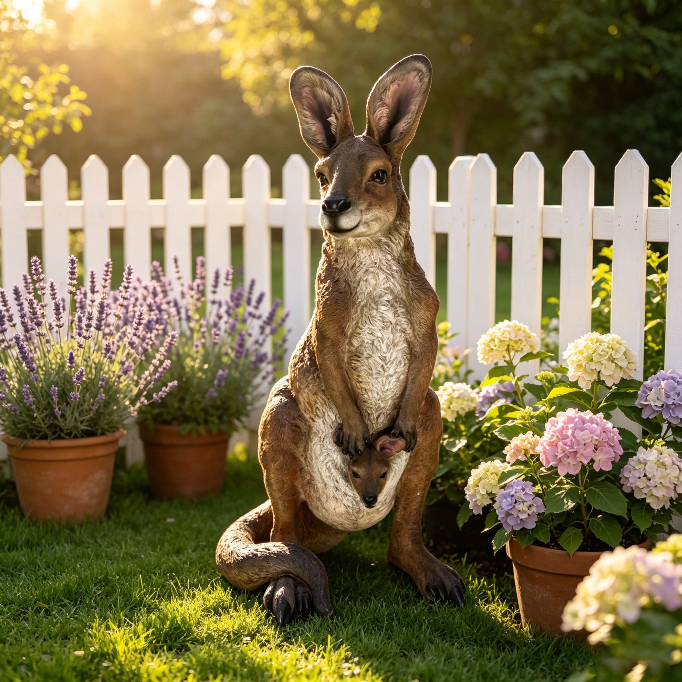 GDF Studio Kangaroo Resin Indoor/Outdoor Guardian Statue, Weather-Resistant Decor Figurine for Garden & Courtyard