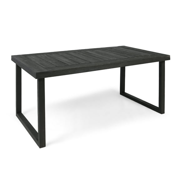 GDF Studio Kaniel Outdoor Acacia Wood Dining Table, Sandblasted Dark Gray