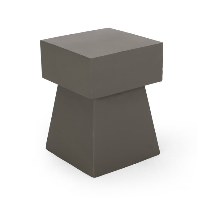 GDF Studio Karrah Outdoor Modern Lightweight Concrete Side Table, Light