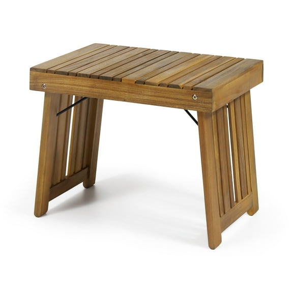 GDF Studio Karyme Outdoor Acacia Wood Folding Side Table, Teak