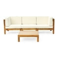 thumbnail image 1 of GDF Studio Keith Outdoor Acacia Wood 3 Seater Sofa and Coffee Table Set with Cushions, Teak and Beige, 1 of 12