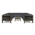 thumbnail image 1 of GDF Studio Keith Outdoor Acacia Wood 8 Seater Sectional Sofa Chat Set with Cushions, Gray and Dark Gray, 1 of 13