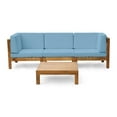 thumbnail image 1 of GDF Studio Keith Outdoor Acacia Wood Sofa and Coffee Table Set, Blue, 1 of 13