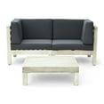 thumbnail image 1 of GDF Studio Keith Outdoor Modular Acacia Wood Loveseat and Coffee Table Set with Cushions, Gray, 1 of 8