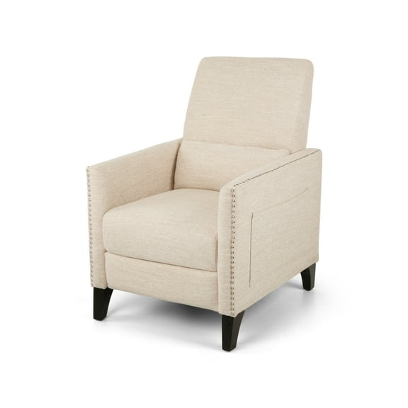 GDF Studio Kiersten Contemporary Fabric Pushback Recliner, Beige