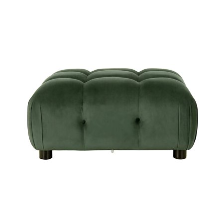 GDF Studio Kildare Velvet Tufted Ottoman, Forest Green, Dark Brown