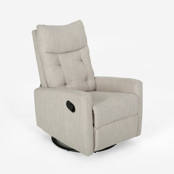 GDF Studio Kimpton Contemporary Fabric Tufted Glider Swivel Pushback Recliner, Beige and Black