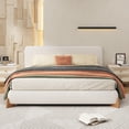 thumbnail image 1 of GDF Studio King Size Boucle Upholstered Bed Frame with Headboard, Elegant Platform Bed with Soft Rounded Corners, Luxurious Modern Style, White, 1 of 2